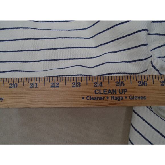 Womens Stradivarius Starter Flare Wide Leg Penstripe Pants Size 36x26 Baseball - Picture 6 of 11